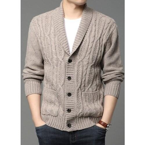 High Quality Wool Elegant Retro Sweater Oversize Mens Fashion Knitted Cardigan For Man Clothing Winter Coat White Vogue Most Buy