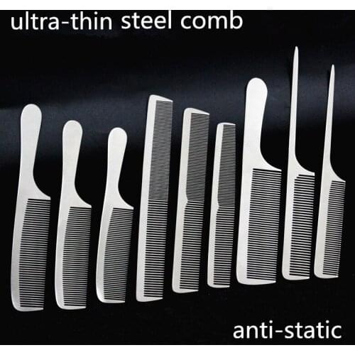 Steel comb Ultra-thin Stainless Steel Hair Comb Hair Cutting Hairdressing Comb