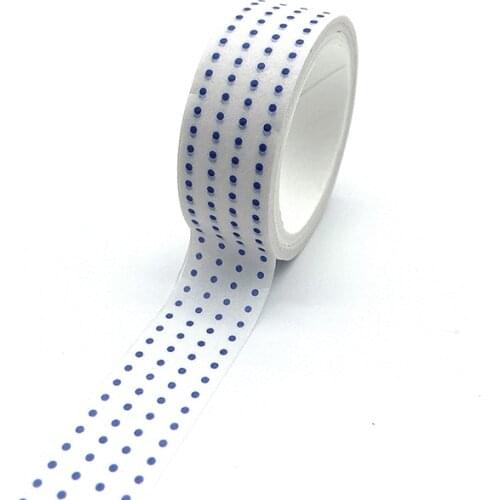 10pcs/lot 15MM*5M Blue Dots White Washi Tape Japanese Paper DIY Planner Masking Tape Decorative Stationery washi tape