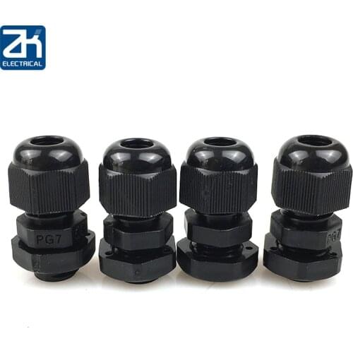 10 Pcs PG7 Black Plastic Waterproof Cable Glands Joints