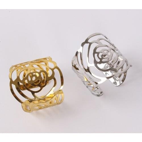 12pcs/lot Upscale hotel dedicated metal napkin ring napkin ring napkin buckle back Herringbone Table Decoration