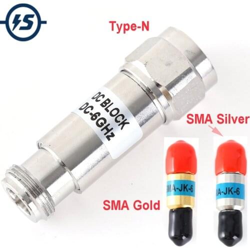 2W Type-N/SMA Male to Female DC-Block DC-6.0GHz 50ohm RF Coaxial Block SWR 1.2 Fixed Connectors