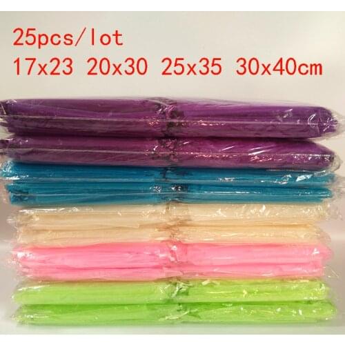 25pcs 17x23 20x30 25x35 30x40cm Jewelry Packaging Drawable Organza Bags,Wedding Party Gift Bags & Pouches,Jewelry Packing Bags