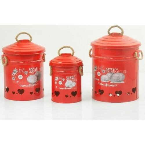 3'LÜ POTATO, ONION GARLIC SET STORAGE BUCKET ROPE HOLD STEMMED