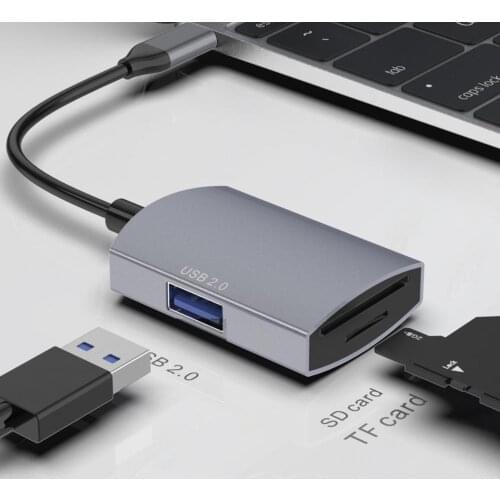 3-in-1 Type-C Hub USB2.0 Micro-SD/TF Card Slot Reader OTG Adapter Converter Docking Station