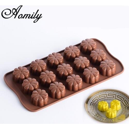 Aomily 3D Flower Shaped Silicone Chocolate Ice Lattice Candy Fondant Cake Kitchen Mould Silicone Chocolate Cookies Cake DIY Mold