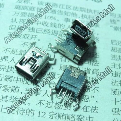 5-200 PCS , Upright Bend the foot MINI USB jack mini 5-Pin USB jack socket connector Dock Charger Connector Port U0220mB