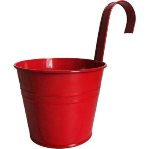 50% Hot Sale Wall Hanging Pot Bright Color Not Easy to Deform Iron Balcony Planters Metal Bucket for Balcony