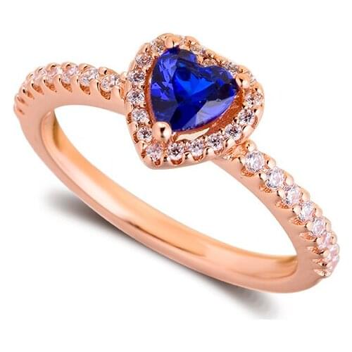 925 Sterling Silver Jewelry Rings for Women Rose Sparkling Heart Ring 2020 Winter Wedding Ring Gift For Friends Wholesale