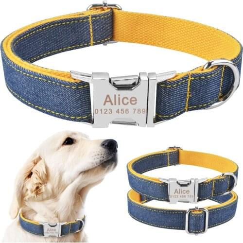 AiruiDog Personalized Dog Collar Nylon Small Large Custom Engraved Buckle Name Puppy XS-L
