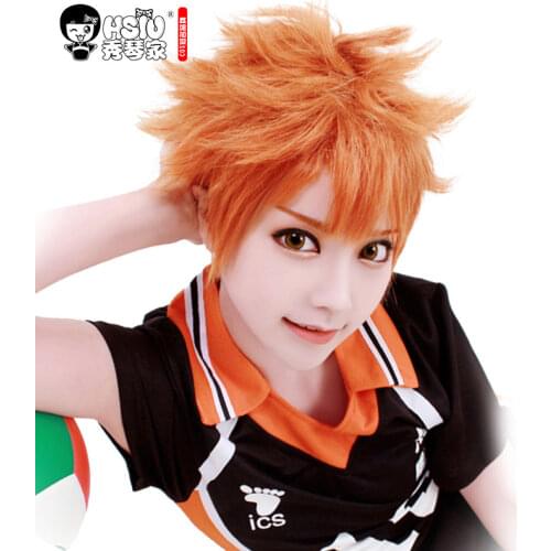 HSIU Anime Haikyuu!! Shoyo Hinata Cosplay Wig short orange Costume Play Wigs Halloween Costumes Hair