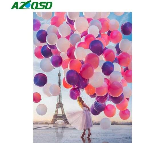 AZQSD 5D DIY Diamond Painting Balloon Girl Cross Stitch Diamond Embroidery Landscape Mosaic Full Kits Handmade Gift Home Decor