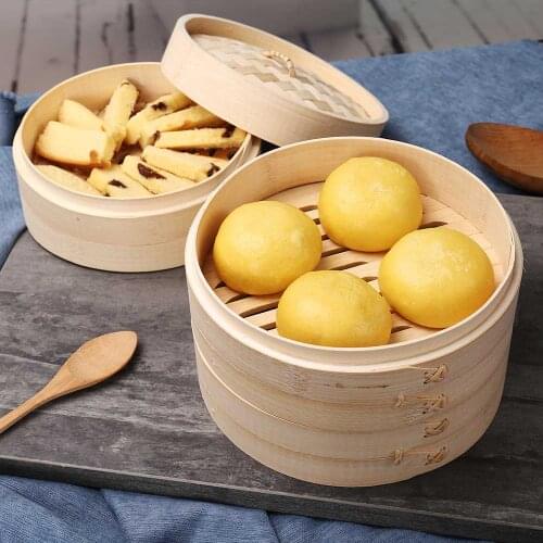 Steam Bamboo Cooker Basket Mantyshnica Dumpling Dim Sum Fish Rice Vegetable Snack Set Kitchen Cooking Tools Steamer With Cover