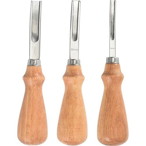 3 size A4mm A6mm A8mm Practical Leather Craft Edge Beveler Skiving Beveling Knife DIY Cutting Hand Craft Tool with Wood Handle