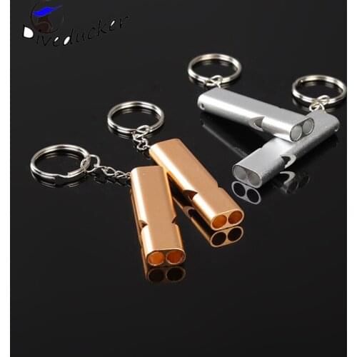 Double-hole high-frequency aluminum alloy rescue whistle outdoor survival whistle rescue whistle Emergency self-help treble
