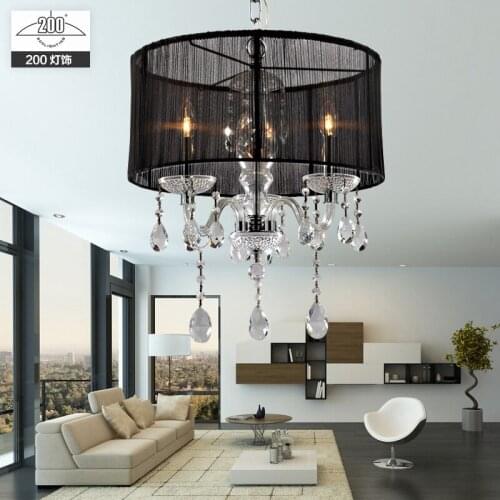 European Style White Fabric Shade Led Modern K9 Crystal Chandeliers E14 Lustres De Cristal Chandelier luminaria