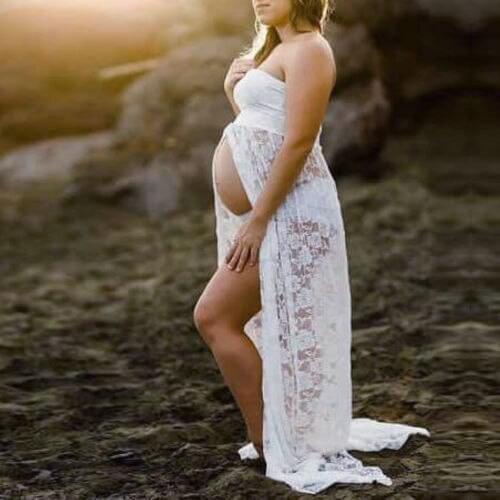European and American V-neck Dress Maternity Dress Maternity Photography Clothing Baby Mother Photo Sexy See-through Lace Dress