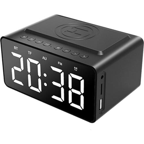 Hot Sale Wireless Charger Alarm Clock Speaker LED Smart Digital Clock Table Electronic Desktop Clocks FM Radio USB Fast Charger