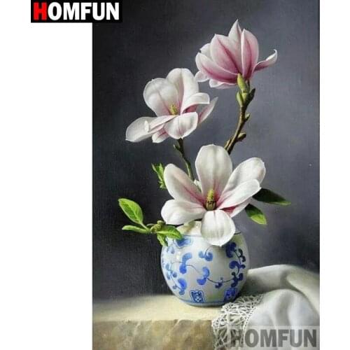 HOMFUN Rhinestone Painting Crystal Decor Diy Diamond Painting "Flower bottle" 3D Cross Stitch Pattern Diamond Embroidery A27148