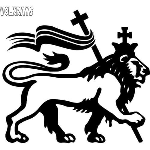 Volkrays Creative Car Sticker Rasta Lion of Judah Classic Reflective Waterproof Accessories Vinyl Decal Black/Silver,15cm*17cm