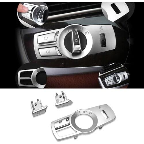 ABS Headlight Switch Buttons Decorative Frame Covers Interior Stickers Accessories for BMW X3 X4 F25 F26 5/7 Series GT 2009-2017
