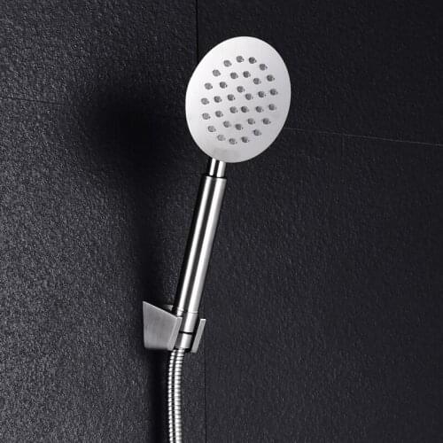 304 Stainless Steel Handheld Shower Set wigh Single Mode Round Shower Head Wall Mounted Shower Seat and Hose