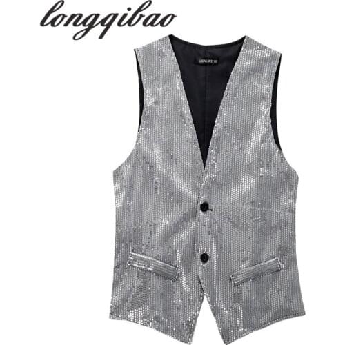Horse riding jazz dance costume photography chorus men and women sequins vest(8 colors optional)