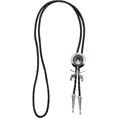 Western cowboy double gun hat bolo tie riding fashion accessories metal bolo tie