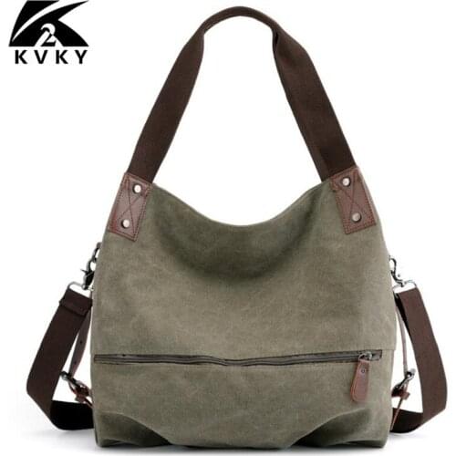 KVKY Hot sale Canvas Womens Shoulder Bag Fashion Canvas Messenger bags Hobos Female Large Capacity Handbag casual Totes Bag