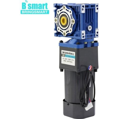 Two-Stage 220V Gear Motor 0.007 To 5RPM 120W Worm Gear Motor Adjustable Speed CW/CCW RPM Brake Self-Lock Motor Speed Controller