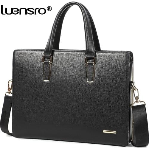 Men Bag Handbag Genuine Leather Laptop Briefcases Computer Bag Zipper Closure Business Handbags Tote Tablet Briefcase Case