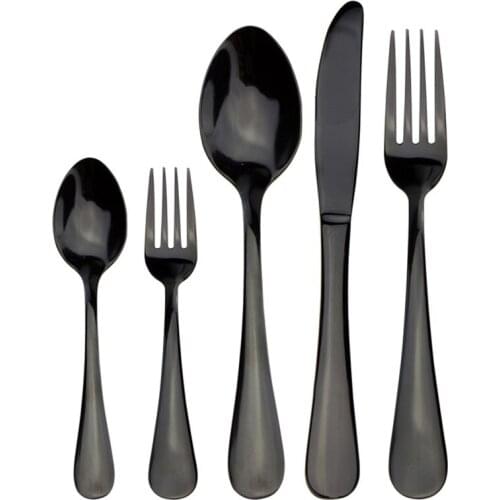 1PC Black Dinnerware Set Mirror Stainless Steel Western Silverware Butter Knife Dessert Spoon Cake Fork Tea Spoon Dinnerware Set