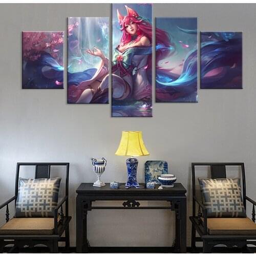 The New Spirit Blossom Ahri Chroma Wall Picture LOL Game Wall Picture for Home Decor HD Game Poster Canvas Wall Art Painting
