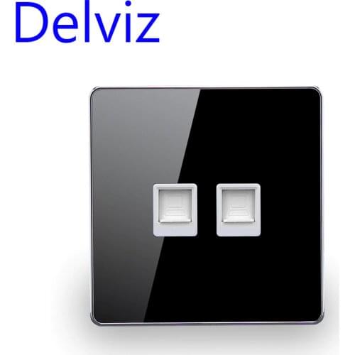 RJ45 socket wall Computer Panel, CAT5E Network Module,Dual rj45 socket,Crystal Glass Panel Cable 2 port network Interface Outlet
