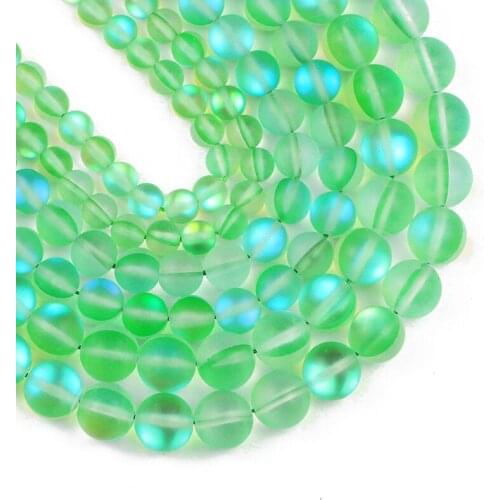 YHBZRET Natural Flash Shimmer Stone Green Matte Labradorite 6/8/10MM Round Loose Spacer beads for Jewelry making DIY bracelets