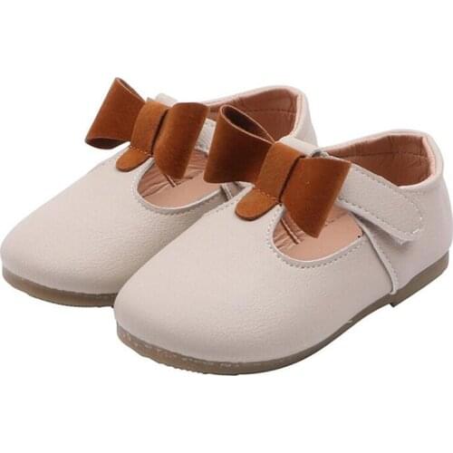 2021 Autumn New Girls Bow Princess Leather Shoes Square Shoes Female Baby Casual Shoes Discount