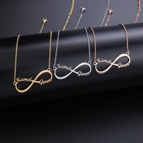 Custom Stainless Steel Infinity Name Necklace For Women Men Personalized Silver Gold Rose Heart Choker Necklace Jewelry