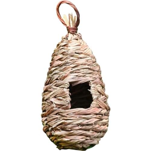 Handmade Woven Straw Bird Nest Cage Birdhouse for Parrot Pigeon Swallow Small Pets
