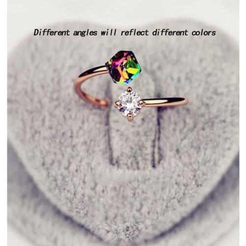 Multi-angle gradient color jewelry rose gold fashion creative retro prismatic ring ladies small accessories
