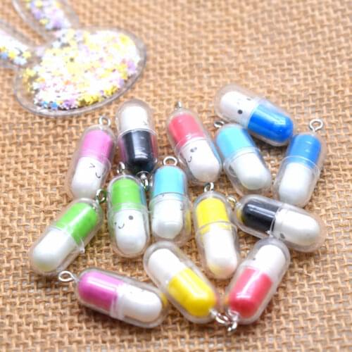 20pcs Charms Smile Multicolor Pill Pendants Crafts DIY Making Findings Handmade Jewelry for Earrings Necklace For Girl Gifts
