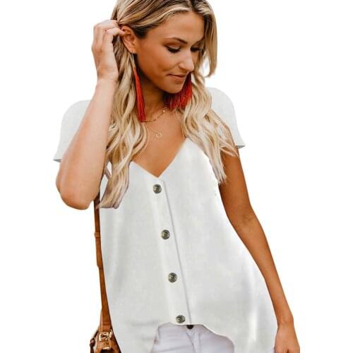 Casual Waffle Tops Soft Loose Blouses Chiffon T-Shirt Womens V Neck Short Sleeve Shirts