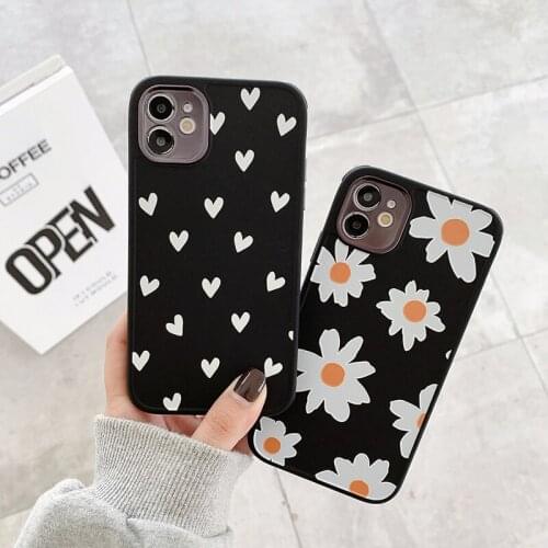 Anti knock Love Heart TPU Silicone Phone Cases for iphone 11 12 12Pro max X XS XR 7 8 Plus Cute Floral Back Cover Cases Gift