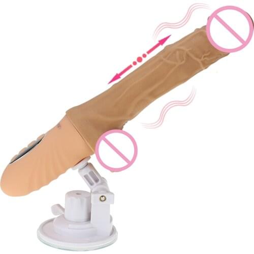 Realistic Dildo Vibrator Sex Love Machine for Women Heated Telescopic Artificial Adults Sex Toy Massager Soft Female Masturbator