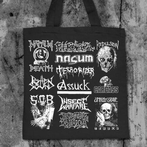 Grindcore Tote Bag. Napalm Death Phobia Repulsion Nasum Rotten Sound Terrorizer Assuck S.O.B. Carcass