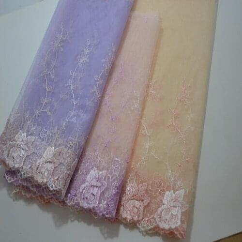 Somelace 24CM(2yds/lot)purple~~blue gauze colorful floral Hight quality embroidery fabrics embroidery lace trim18081106