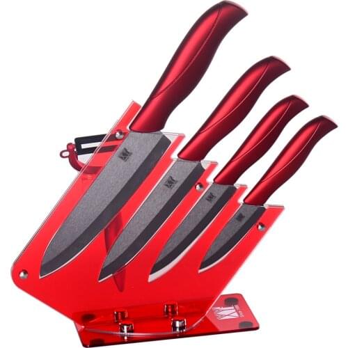 XYj 4 Pcs Ceramic Kitchen Knife+ One Peeler + Knife Holder Block Stand High Quality Kitchen Knife Set Hot Accessories Tools