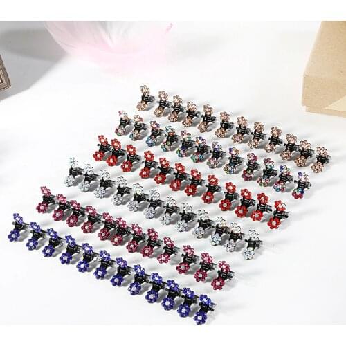 Fashion 12PCS/Lot Small Cute Crystal Flowers Metal Hair Claws Hair Clips Girls Hairstyle Hairpins Hair Oranment Hair Accessories