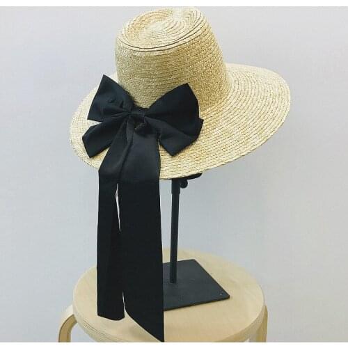 2019 spring summer style bow ribbon decoration female elegant wild straw hat beach sunscreen hat womens summer caps
