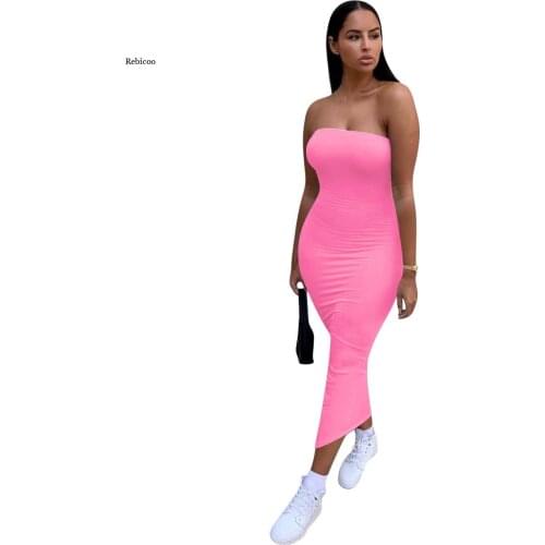 Women Sexy Solid Strapless Dresssleeveless Evening Backless Long Dresses Elegant Bandage Party Dress Birthday Outfits