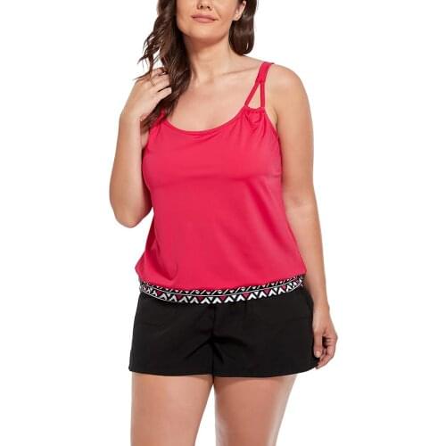 Womens Plus Size Swimsuits Bathing Suits Women Two Piece Tankini Tummy Control Swimwear Top with Boyshort